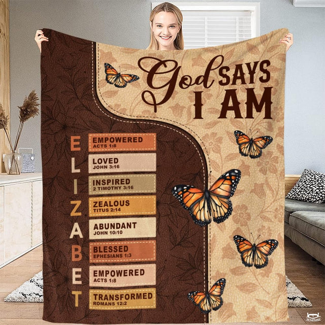 Custom Inspirational Scripture Butterflies Blanket, Machine Washable