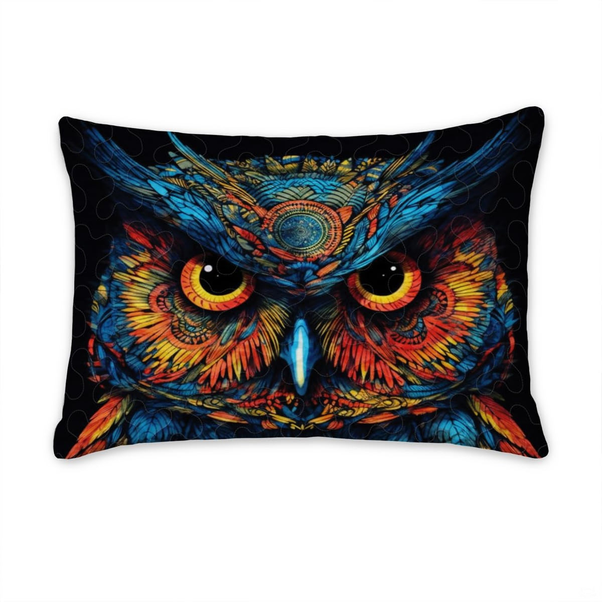 Matching pillowcase detail for wildlife bedding set showing coordinating nocturnal owl plumage print