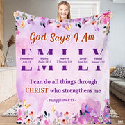 Custom Christian scripture floral Blanket, Machine Washable - D10