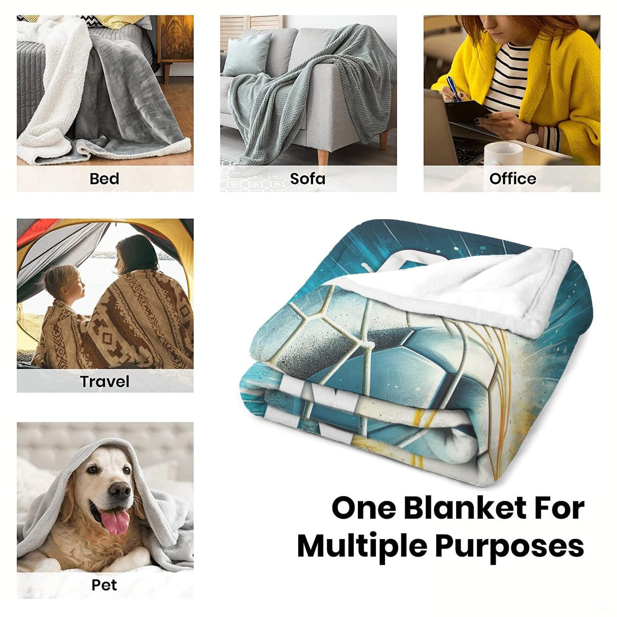 Soccer goal net strike action sports throw blanket view 7 detailing net impact and light rays