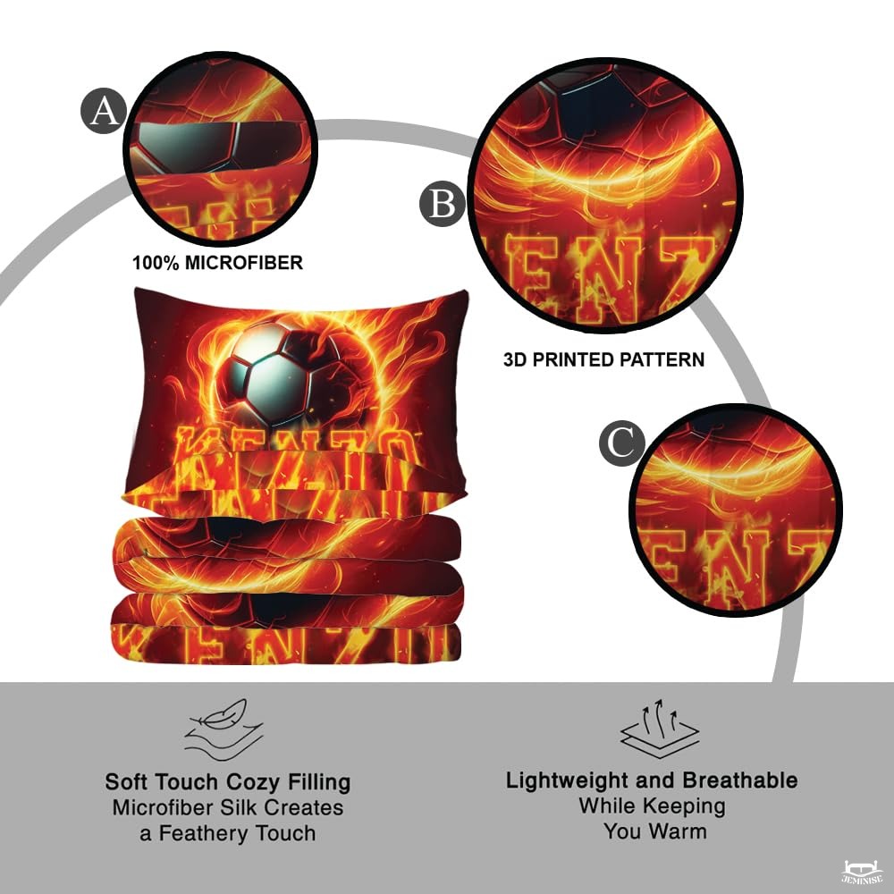 Custom Fiery Soccer Ball, Custom Name Comforter Set, Machin - Design 5