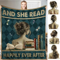 Personalized Teal Argyle Reading Girl with Books Throw Blanket - Book