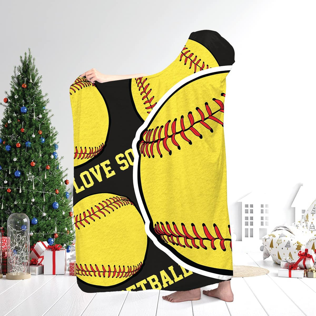 Athletic softball bedding for girls displayed in a modern sports-themed bedroom.