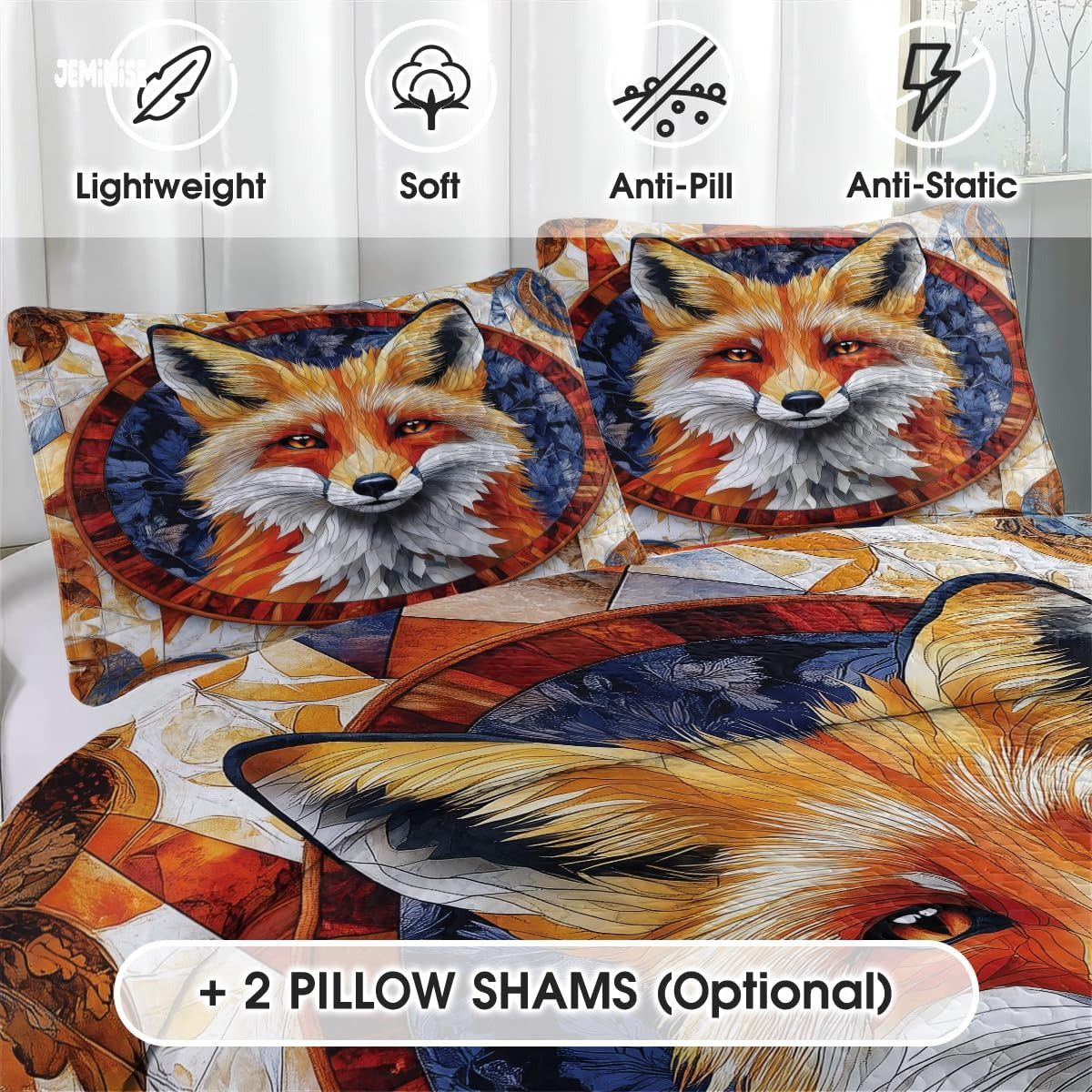 Jeminise Cat Farmhouse Quilt Set, Cozy Animal Bedding