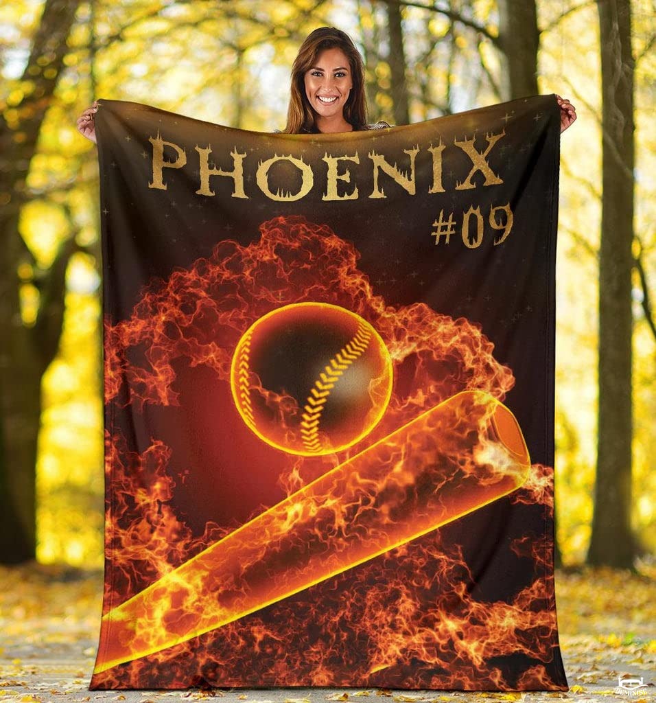 Custom Name Catcher Batter Baseball Baseball Throw, Baseball Blanket Gift Baseball Bedding Gift for Adult, Christmas New Years Gift for Baseball Player, Pitcher Gift (Baseball Design 12)