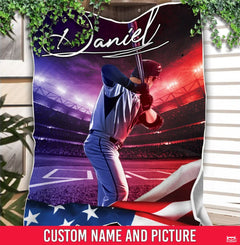 Custom Name Catcher Batter Baseball Baseball Throw, Baseball Blanket Gift Baseball Bedding Gift for Adult, Christmas New Years Gift for Baseball Player, Pitcher Gift (Baseball Design 07)