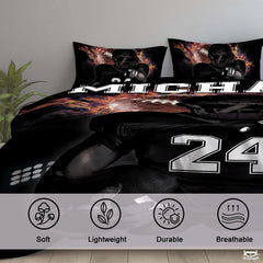 Custom Football Player with Burning Ball Comforter and American Football