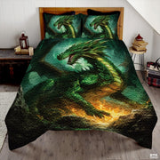 Fantasy Quilt Set with Dragon and Bedroom and Fire And Spikes
