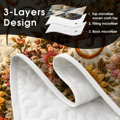 Top-down view of the inspirational cross and botanical garden bedding set
