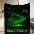 Vibrant neon green ice hockey bedding set displayed in an athletic-themed modern bedroom.