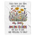 Teacher appreciation wildflower throw blanket featuring colorful meadow floral bouquet and butterflies