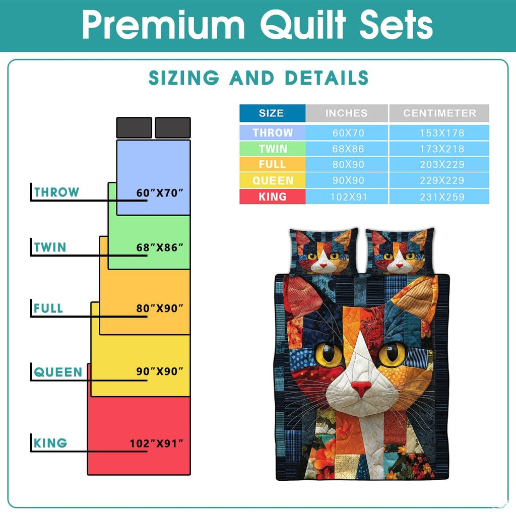 Cat Patchwork Quilt Set, Animal Pattern Bedding, Cat Pattern Quilt Set Patchwork Style, Colorful Quilts Bedspread Twin Size, Throw Full Queen King Quilt Blanket