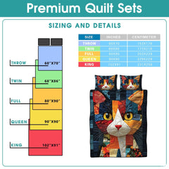 Cat Patchwork Quilt Set, Animal Pattern Bedding, Cat Pattern Quilt Set Patchwork Style, Colorful Quilts Bedspread Twin Size, Throw Full Queen King Quilt Blanket