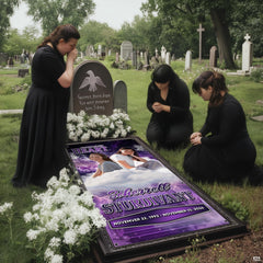 Purple celestial memorial tribute throw blanket styled on a living room couch