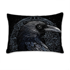 Matching pillowcase detail for mythology bedding set showing coordinating silver runic compass print