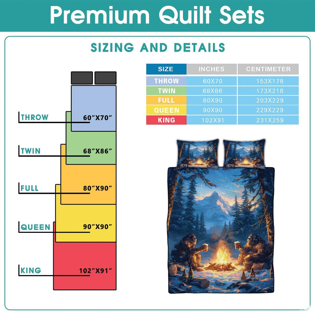 Personalized Bigfoot Campfire Night Forest Quilt Sets
