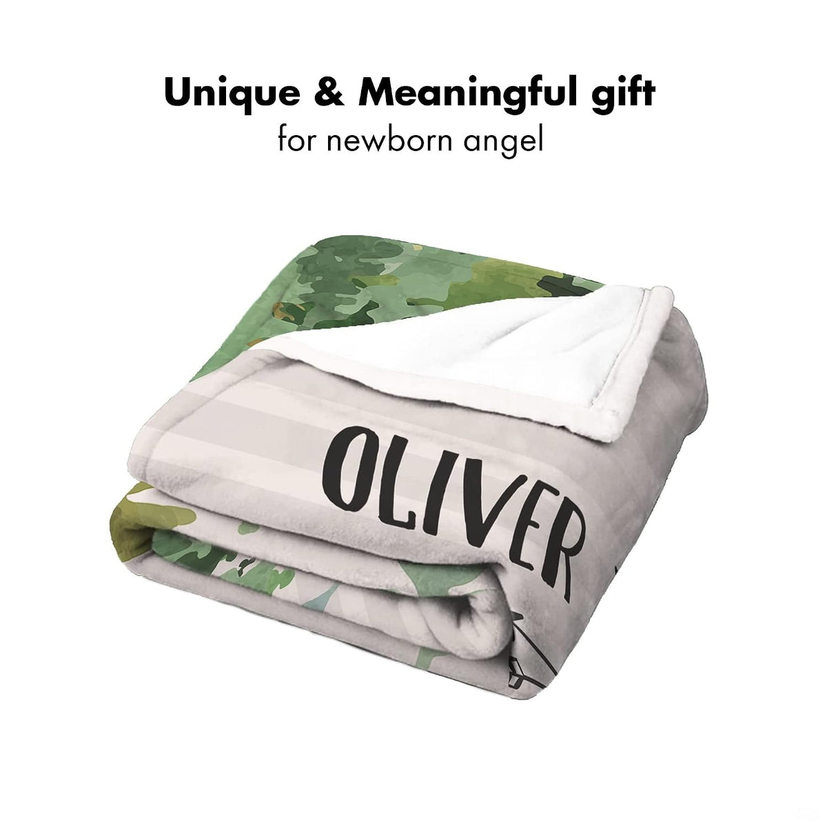 Neatly folded presentation showcasing watercolor evergreen tree artwork and crisp white lining.