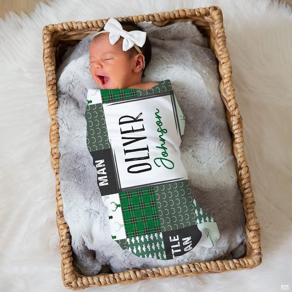 Close-up view of plush green nursery throw blanket highlighting high-definition print clarity