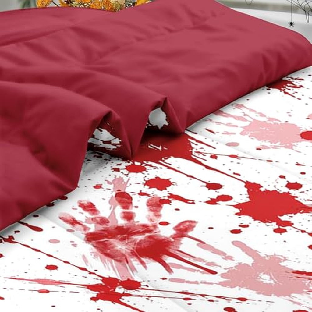 Pamnest Twin Halloween Comforter Set with Sheets, 5 Pieces Bloody Bedding