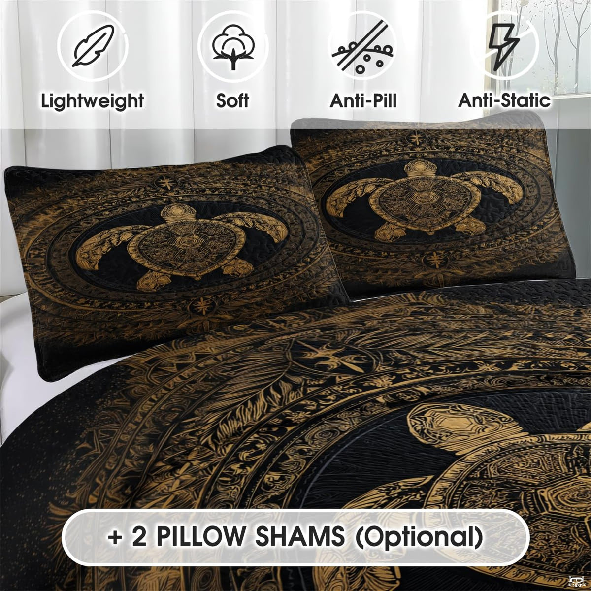 Matching pillowcase detail for coastal bedding set featuring coordinating sea turtle artwork