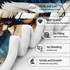 Bald eagle dreamcatcher throw blanket view 7 highlighting eagle wings, beads, and hanging feathers