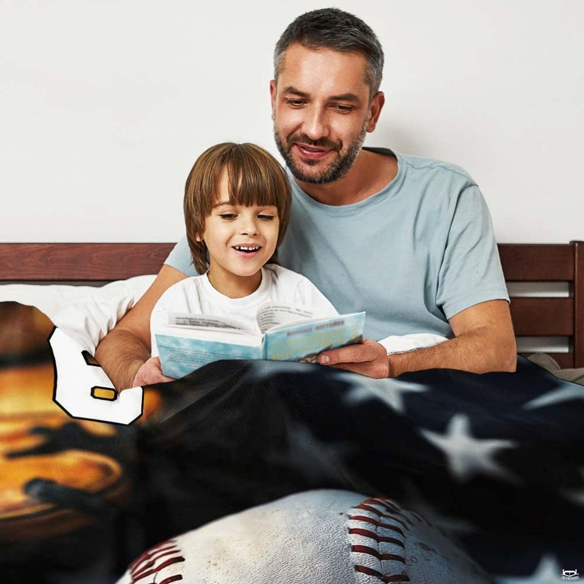 Patriotic baseball throw blanket view 3 highlighting stars and stripes flag, baseball details, and glove styling