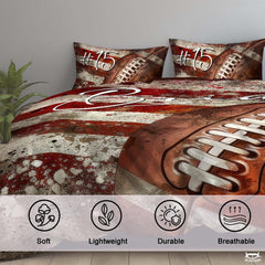 Custom American Football Close Up on Grunge Vintage Comforter