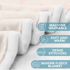 Close-up view of folded family tree blanket displaying plush fabric texture and neat seams