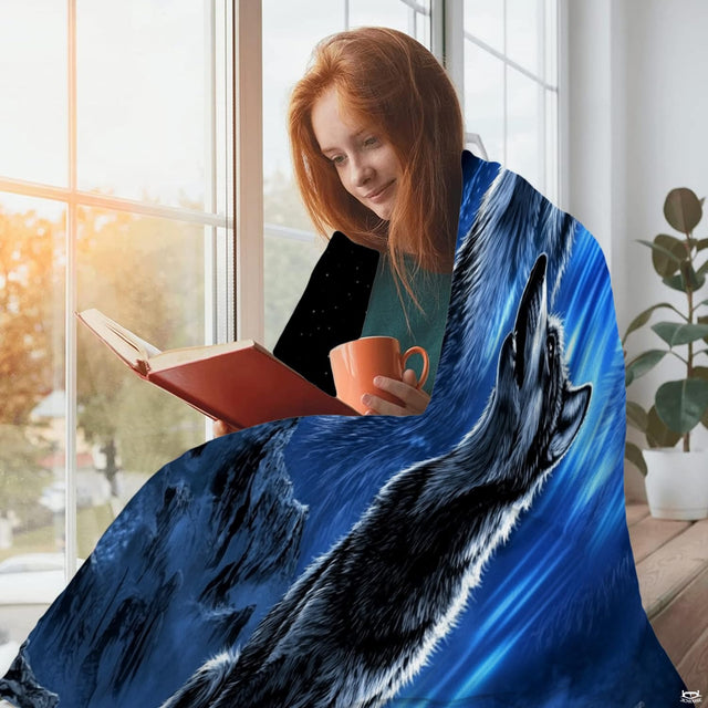 Night sky bedding set displaying dramatic celestial moonlight artwork over rugged mountain silhouettes
