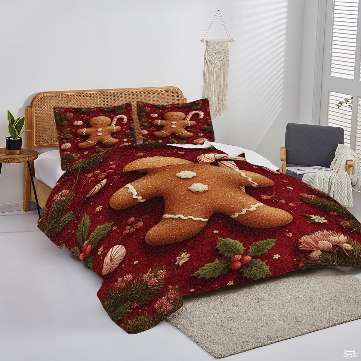 Christmas Bedding Quilt – Soft Microfiber Holiday Bedspread, Lightweight Winter Bedding, Cozy Xmas Quilts for Couch, Bedroom & Seasonal Home Decorations (Christmas Quilt-DS03)