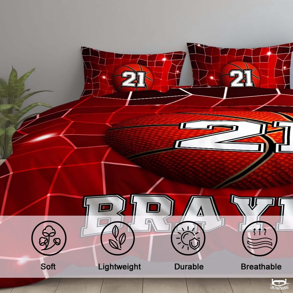 Personalized Basketball on Net Background Comforter with Name and Number