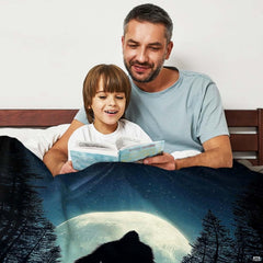 Close-up view of the glowing lunar surface and central Bigfoot silhouette illustration.
