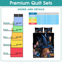 Witch hat bedding sizing infographic
