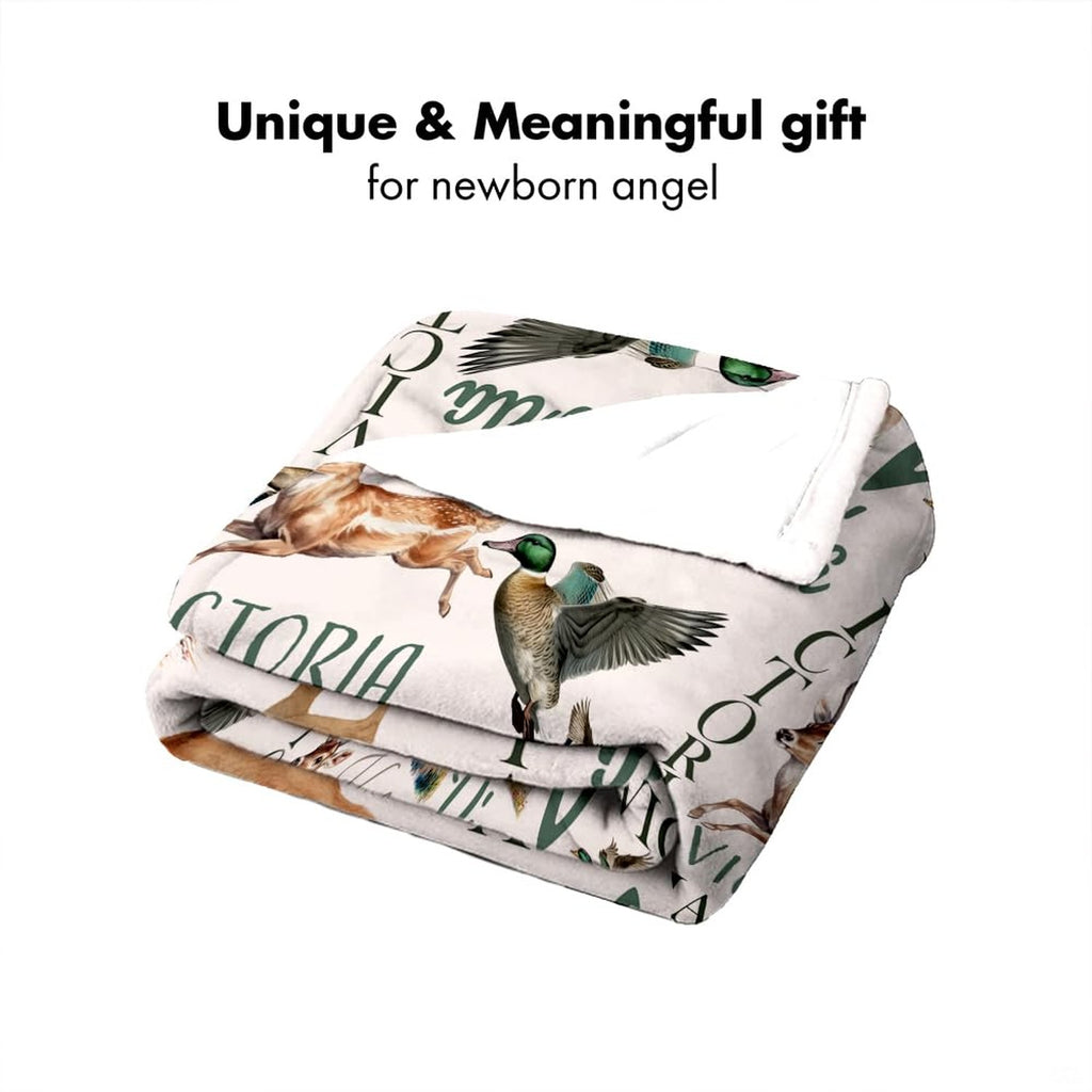 Neatly folded wildlife display showing mallard duck and leaping deer illustrations on clean white surface.