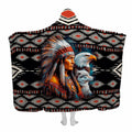 Native American chief eagle wolf throw blanket featuring an indigenous leader portrait and geometric patterns