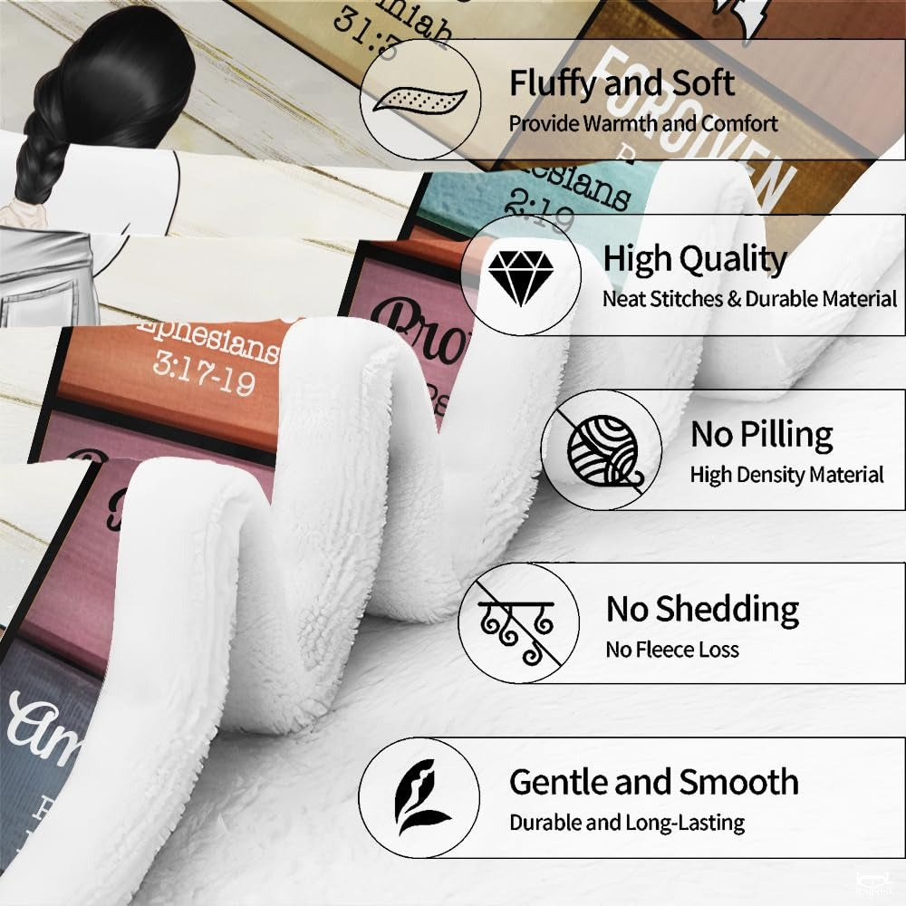 Personalized Christian Woman Affirmation Bible Verse Throw Blanket