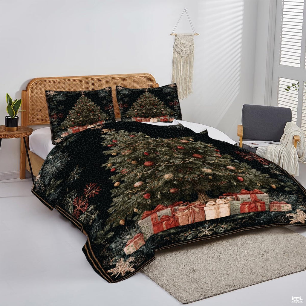 Christmas Bedding Quilt – Soft Microfiber Holiday Bedspread, Lightweight Winter Bedding, Cozy Xmas Quilts for Couch, Bedroom & Seasonal Home Decorations (Christmas Quilt-DS06)