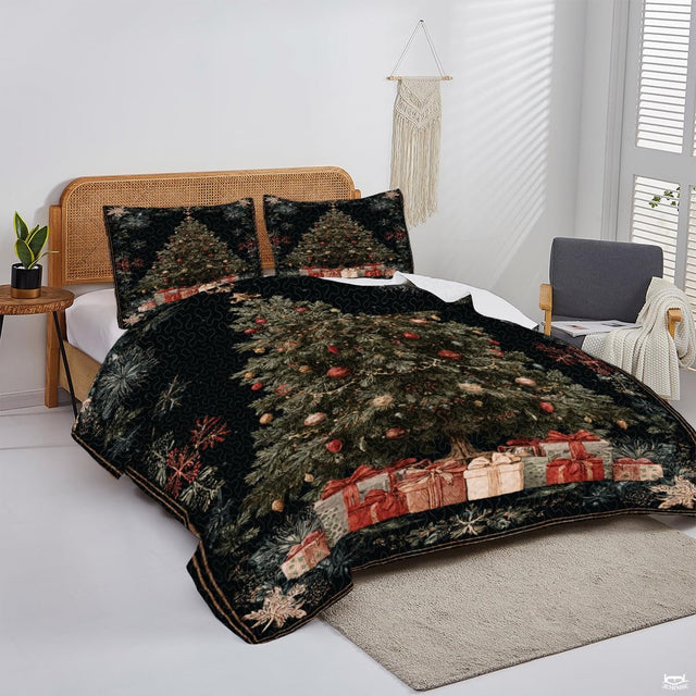 Christmas Bedding Quilt – Soft Microfiber Holiday Bedspread, Lightweight Winter Bedding, Cozy Xmas Quilts for Couch, Bedroom & Seasonal Home Decorations (Christmas Quilt-DS06)