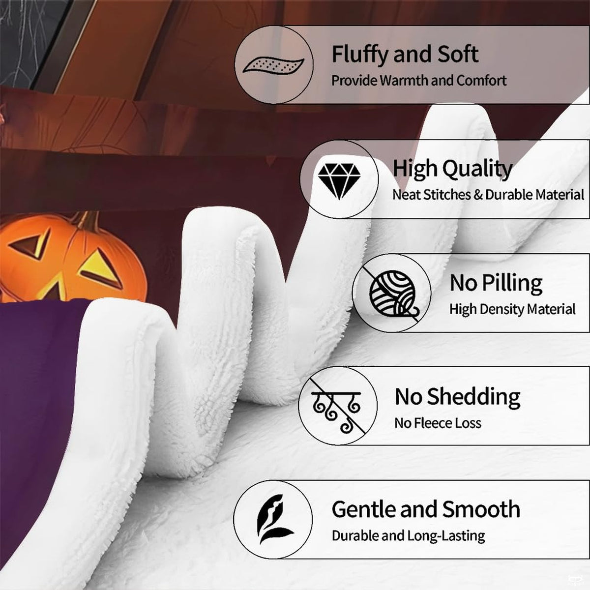 Person holding halloween movie watching illustration design blanket