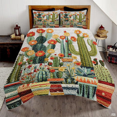 Personalized Flowering Cactus & Succulent Garden Quilt Set