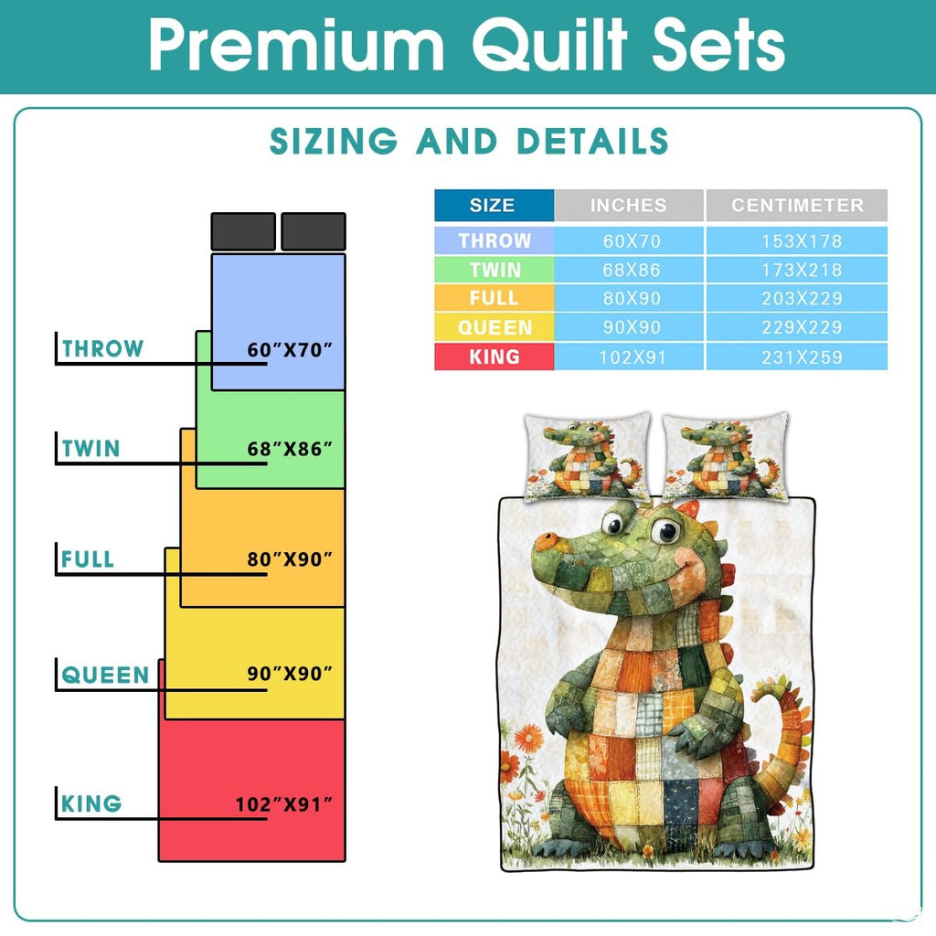 Crocodile Patchwork Printed Quilts, Animal Patchwork Bedding - Crocodile Quilt Bedset Style, Premium Quilts Bedspread, Animals Bedding Blanket Gift