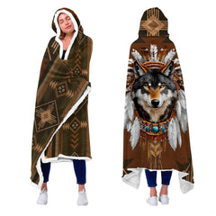Wild wolf headdress sports design blanket worn as hooded wrap