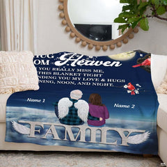 Peaceful living room setting featuring memorial angel cardinal throw blanket on couch