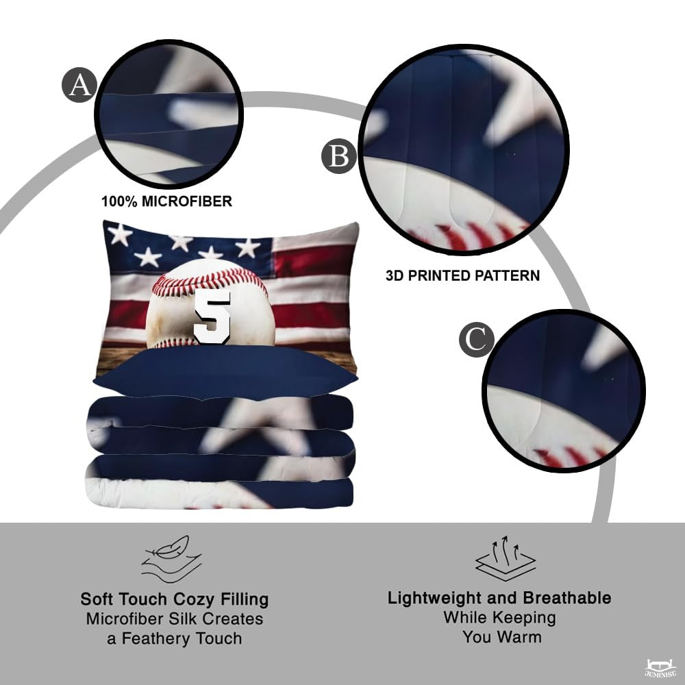 Personalized Baseball Bedding Full Size Flag Custom Name Duvet Cover Set Sport Decor Sports Comforter Bed Set (Baseball Vintage Rustic)