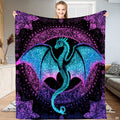 Celestial bedding sheets showcasing a cosmic dragon with teal and magenta wings against starry night nebulae.