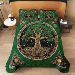 Personalized Yggdrasil Tree of Life Quilt Sets, Machine Washable