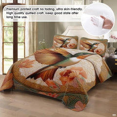 Hummingbird medallion bedding in a softly lit bedroom