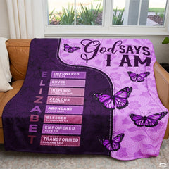 Custom Purple Butterflies Text Blanket, Machine Washable