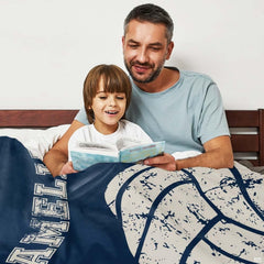 Retro volleyball design bedding set arranged neatly within a stylish athletic bedroom interior.