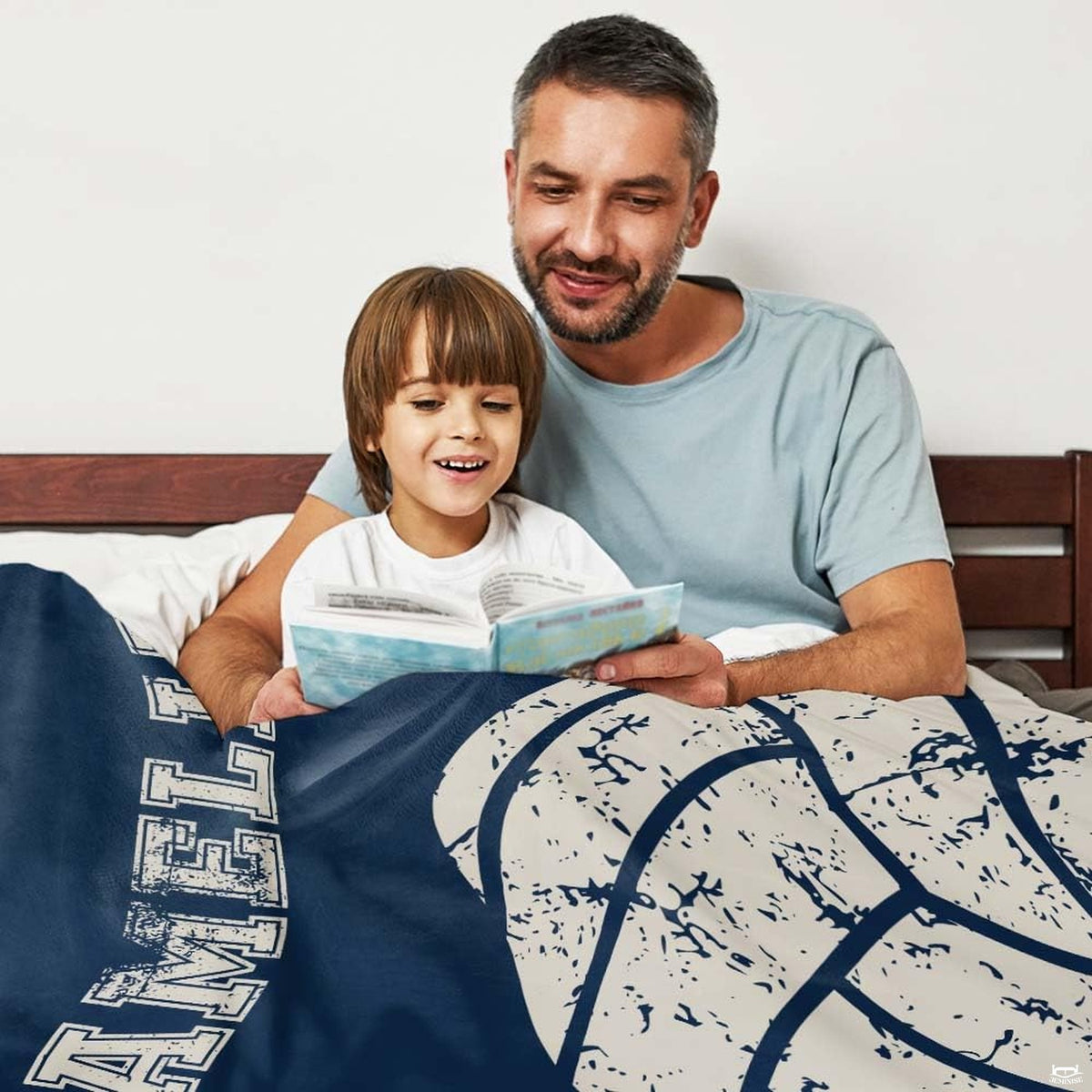Retro volleyball design bedding set arranged neatly within a stylish athletic bedroom interior.
